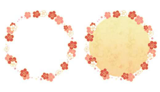 梅の花 円形フレームのイラスト素材