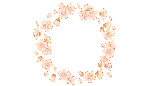金縁の桜 四角形/円形フレーム【イラスト素材】