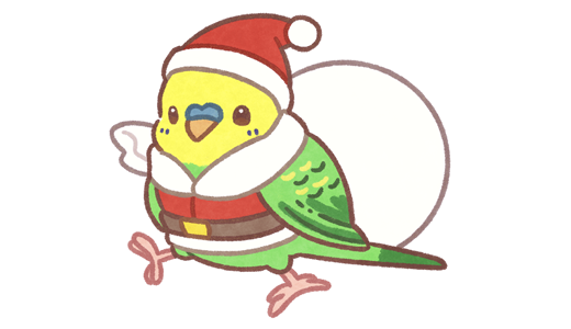 クリスマスのセキセイインコ【イラスト素材】