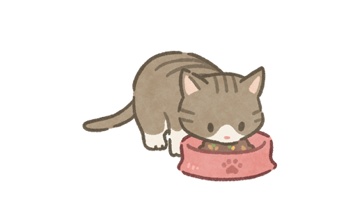 キャットフードを食べる猫【イラスト素材】