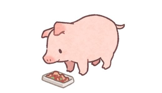 エサを食べる豚【イラスト素材】