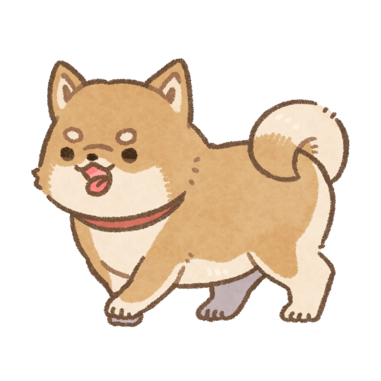 歩く柴犬【イラスト素材】 | 手描きのフリーイラスト素材「かわピク」