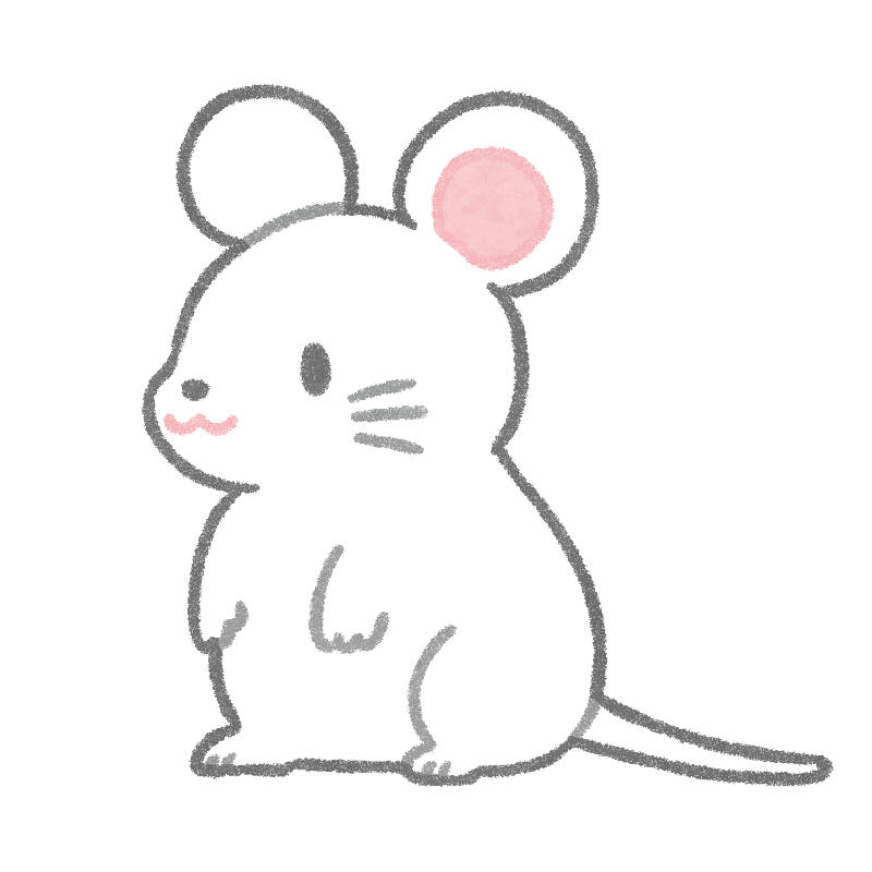 白いネズミの手描きイラスト素材
